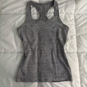 Lululemon Athletica Black and Gray Striped Tank Top
